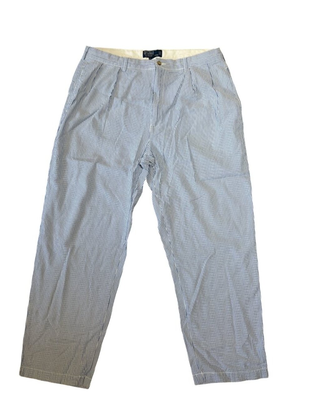 Polo Ralph Lauren Seersucker Striped Andrew Fit Mens Pants 38 x 30 Pleated Prepp
